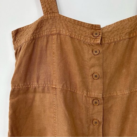 Wrap London 100% Linen Jumpsuit Size 16 Burnt Orange Dungarees Pockets Wide Leg - Picture 3 of 9